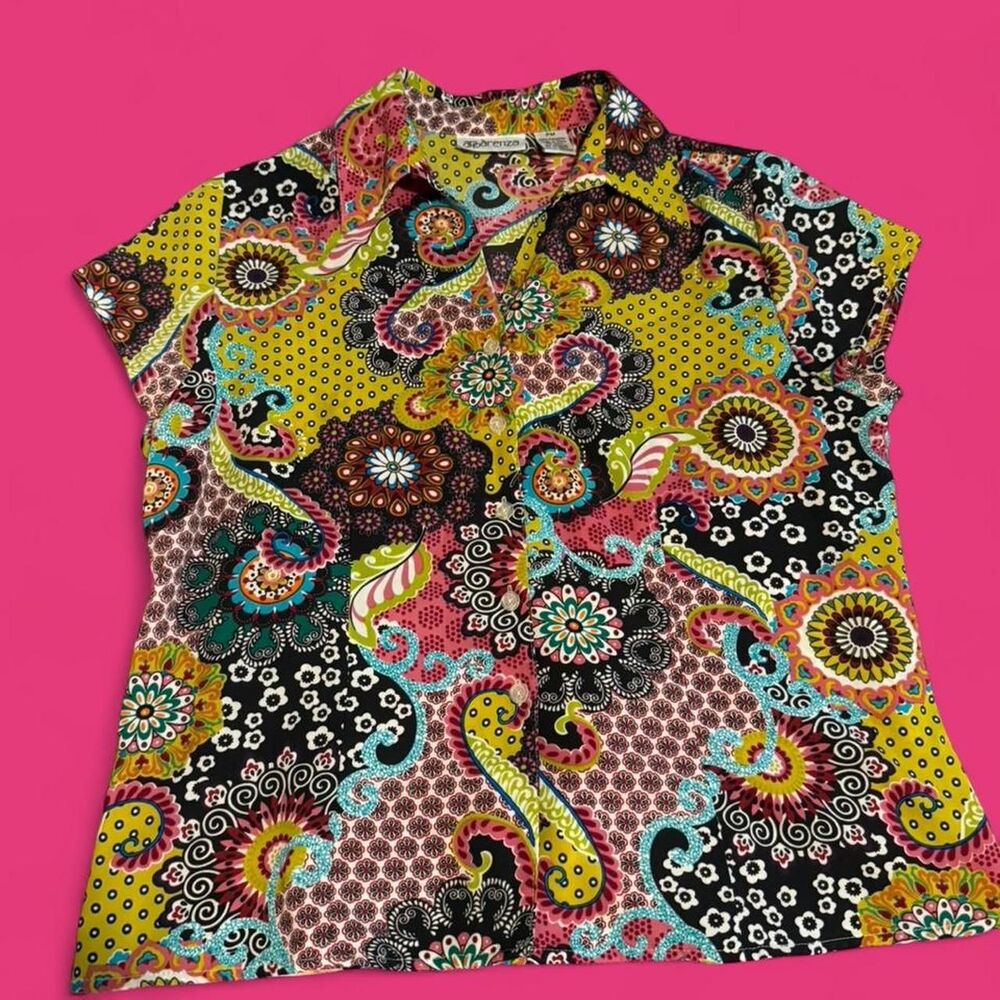Apparenza multicolored paisley button up blouse